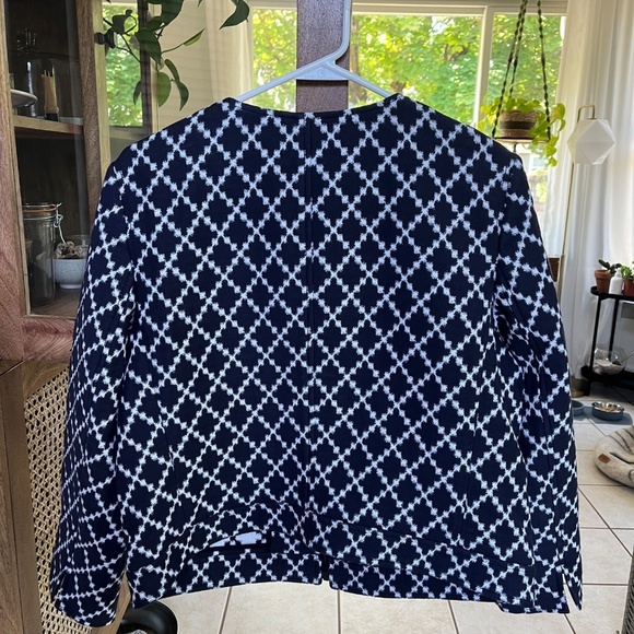 Ann Taylor Geo Diamond Zip Jacket Blazer Office Career | Navy Blue | Size 10 - Picture 7 of 13